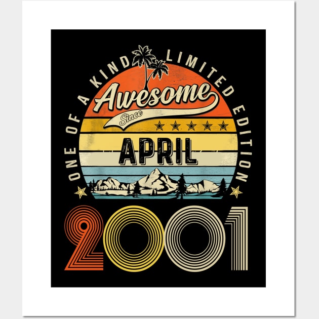 Awesome Since April 2001 Vintage 22nd Birthday Wall Art by PlumleelaurineArt